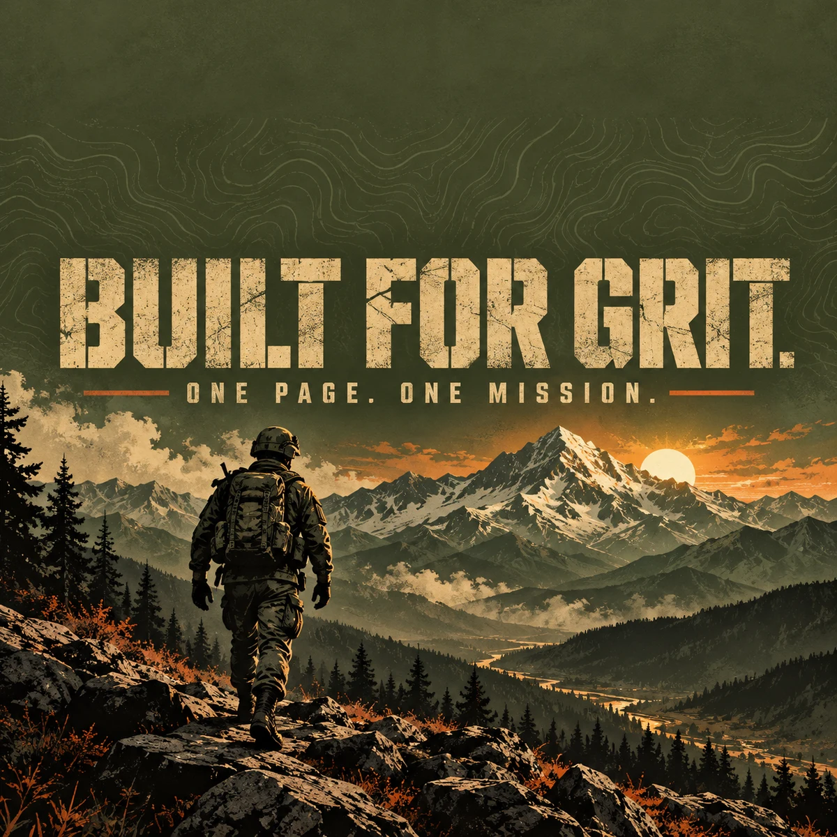Built for Grit cover artwork. Army-inspired cover artwork from the original catalogue.