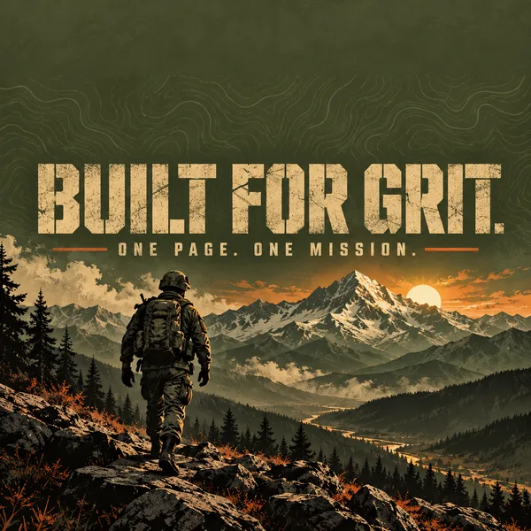 Built for Grit cover artwork. Army-inspired cover artwork from the original catalogue.