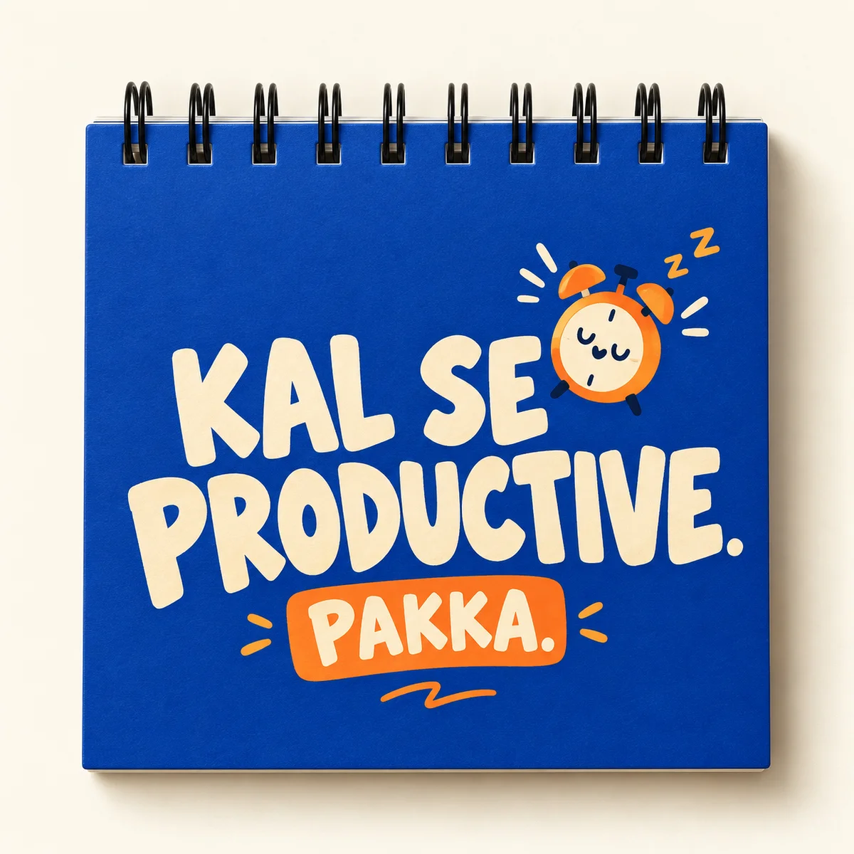 Concept mockup of Kal Se Productive, a square diary with top spiral binding